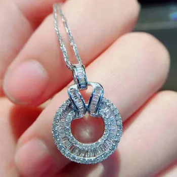 2021 nove luksuzne krog 925 sterling srebro ženske ogrlica za ženske lady obletnice, darila nakit trgovini božič X5664