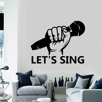 Let ' s Sing vinilna Ponudbe Mikrofon Karaoke Ktv Notranje zadeve Glasbene Umetnosti Dekor Vinil Steklo Nalepke Odstranljive Zidana S1094