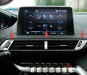 Za Peugeot 3008 GT 5008 2017 2018 iz Nerjavečega jekla Avto klimatska naprava Vtičnico okrasni Pokrov trim Dodatki Avto Styling 3pcs