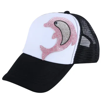 Otroci in modnih znak baseball skp roza kristalno Dolphin živali design novost vrnitev žoge klobuki 3-12 let staro dekle, fant klobuk