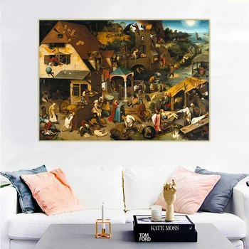 Citon Pieter Bruegel《Netherlandish Pregovori》Platno Umetnosti Oljno Sliko Umetnine Plakat Slika Stenski Dekor Doma Notranje Opreme