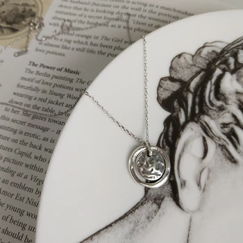 LouLeur 925 sterling srebro Swingable krog obesek ogrlica morje suh kamen gnilo ustvarjalne neckalce za ženske festival nakit
