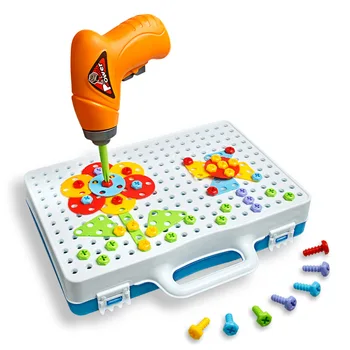 Otroci Igrače za Svedre Puzzle Izobraževalne Igrače, Otroški Komplet orodij ABS Plastike DIY Vijak Skupine Igrače Fantje Jigsaw Mozaik Zasnova Stavbe Igrača