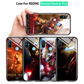 GUZEL Primeru Za Xiaomi Redmi Opomba 6 7 8 Pro 8T 9S Marvel Maščevalec Superheroj Ironman Bleščice Kritje Luksuzni Kaljeno Steklo ohišje