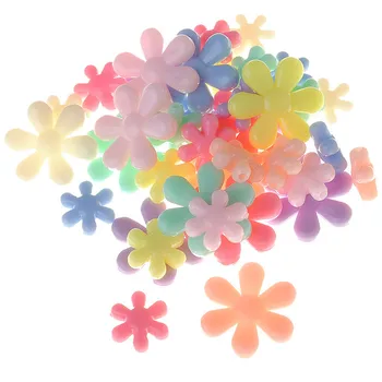 15 mm 25 mm Trdna Pastelnih Barvah, Akril Snežinka Cvet Kroglice Pisane Plastične Cvetlični Nakit Beadinng Otroci DIY Materiala