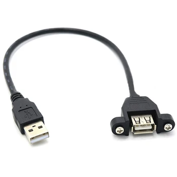 USB Panel Mount Vijak Zaklepanja USB 2.0 A Moški-Ženski Kabel Podaljšek z M3 Vijaki 30 CM