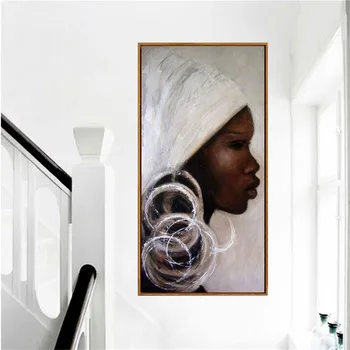 Ročno Poslikane afriške portret oljnih Slik črna bela afrika ženska obraz Slike Na Platno umetnosti Stenske slike doma dekor