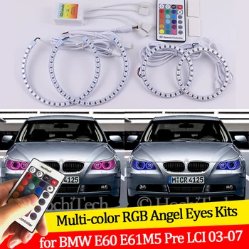 Za BMW E60 E61 520i 525i 530i 540i 545i 550i Pred LCI 2003-2007 16 barv RGB Angel Eyes LED Halo Obroči RF Brezžično Nadzor DRL