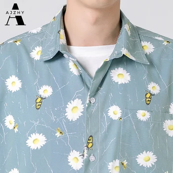 Kamilica Cvetje Harajuku Korejski Majice S Kratkimi Rokavi Moški 2020 Poletje Ženske Hawaiian Ulične Bluze Gumb Gor Majico Plus Velikost