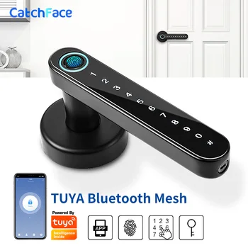 Tuya APP Biometrični čitalnik Prstnih Zaklepanje Bluetooth Smart Digitalni Zaklepanje Vrat brez ključa Elektronski Ročaj Mehansko Zaklepanje Ključ