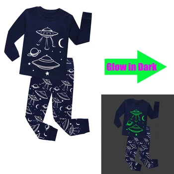 Moda Novo vesoljsko Plovilo, Risanka Pižamo Otroci Žareti v Temno Baby Pijamas Otrok Sleepwear Unicorns Pijama Nino Božič