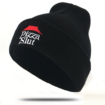 2019 Nove jesensko zimski modni beanies Pizza Kurba vezenje pletene beanie klobuk bombaž mehko hip hop smučarskih unisex kapa