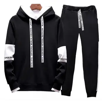 2020 Oblačila za Moške Priložnostne Sweatshirts Puloverju Bombaža Moške trenirko s Kapuco Dva Kosa +Hlače Šport Srajce Jeseni, Pozimi Nastavite
