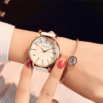 Poligonske dial načrt ženske ure luksuzni moda obleko quartz uro ulzzang priljubljenih blagovnih znamk bele dame usnja ročno uro