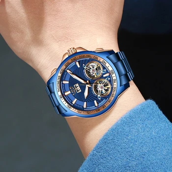 2020New LIGE Mehanska ura mens watch samodejno Mens ure TOP blagovne znamke luksuzni Poslovni pazi za moške Tourbillon reloj hombres