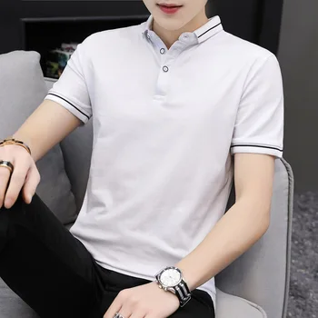 Moška T-shirt kratek rokav river han edition plima čiste barve v poletni polovici sleeve majica polo majica moška oblačila