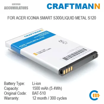 Baterija 1500mAh za ACER ICONIA SMART S300/LIQUID METAL S120 (BAT-510)