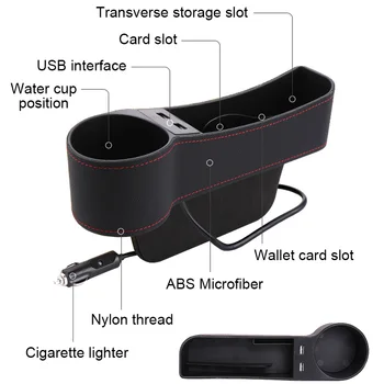 Univerzalni Avto Sedež Vrzel Polnila Catcher Organizator Strani Pocket Škatla za Shranjevanje USB Polnilnik Držalo Nalaganje Tidying Dodatki