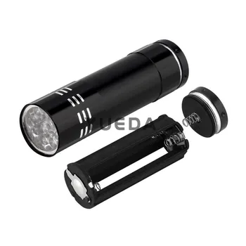 300pcs Osebno Mini Aluminij 9 LED UV Svetilko, Baklo Ultra Violet Blacklight Odkrivanje Svetilka Lanterna de led