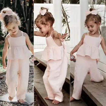 NAS Malček Otroci Baby Girl Obleke Barva Počitnice na Splošno Ruffle Povoj Jumpsuit Bodysuit Eno-Kos Sunsuit Obleko Poletje
