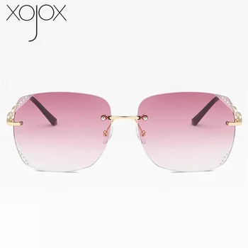 XojoX Rimless sončna Očala Ženske Luksuzne blagovne Znamke Oblikovalec Prevelik sončna Očala Ženske Letnik Diamond Pripomočki Očala UV400