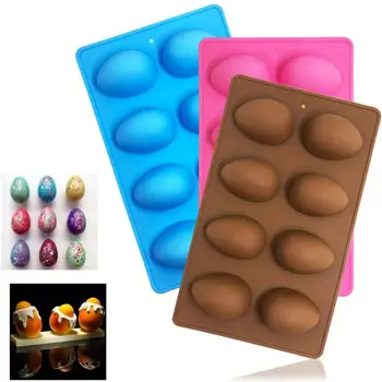 8 Jajc Oblikovan Velikonočna Jajca Silikonski Pekač Plesni Pecivo Čokolada Plesni Puding Ledu Pladenj Plesni Velikonočni DIY Milo Plesni
