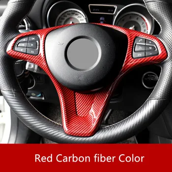 Ogljikovih Vlaken Barve Avto Volan Gumb Okvir Dekoracijo Za Mercedes Benz CLA C117 A W176 C W205 Razred-18