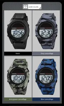 SKMEI Moda športen Bedeti Multi-Funkcijo Sončne Energije Watch Budilka 50M Vodotesno PU Trak Digitalni Watch reloj hombre 1592