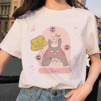Totoro Harajuku Ullzang Majica s kratkimi rokavi Ženske Studio Ghibli Kawaii T-shirt Hayao Miyazaki Smešno Risanka Tshirt Srčkan 90. letih Vrhu Tees Ženski
