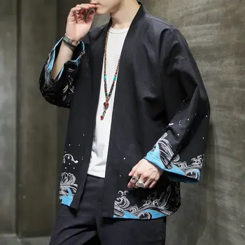 MrGoldenBowl Kitajski Natisnjeni Moških Kimono Plašč Jeseni Japonski Moški Prevelik Jopico Suknjič Tang Oblačila 2020 Moški Priložnostne Vrhovi