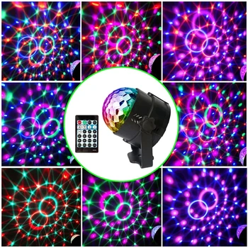 TUJEC 4W 15 Barve, Zvok Vključen Crystal Magic Ball RGB LED Razsvetljavo Učinek Stranka DJ Disco Svetilko Z Daljinskim upravljalnikom