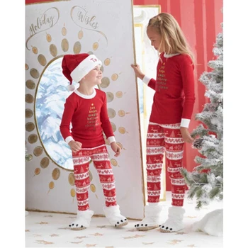 Božič Pižamo Družino Ujemanje Oblačila Družino Videz Mamica In Mi Oblačila Rdeče Barve Z Dolgimi Rokavi Natisnjeni Jeseni, Pozimi Homewear