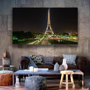 Nočni ogled Eifflov Stolp Francija Wall Art Tiskane Slike Nordijska Moda Plakat Sodobnih za dnevno Sobo