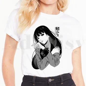 Japonski Anime Manga Kakegurui Yumeko Jabami Hip Hop Ženske T Shirt Harajuku Ženska T-shirt Kratek Rokav Poletje Tshirt Oblačila