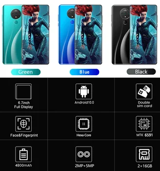 Globalna Različica SOYES Mate40 Android 10 Pametne telefone 4800mAh Hexa Jedro 6.7 Inch Mobilni Telefon 2GB+16GB Prstnih Odklepanje Mobilnikov