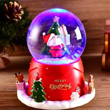Roza Dekle, Zvezda, Luna Rainbow Unicorn Žareče Snežinke Glasbe Polje Home Dekoracijo LED Luči Santa Claus Kristalno Kroglo Music Box