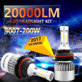 2pcs 9007 6500K HB5 COB DC 9-30V 200W LED Smerniki Kit High Low Žarek Svetlobe Žarnice 360-stopinjski razsvetljavo