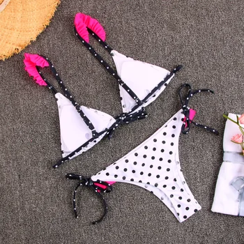 Pika Ogrlicom Robom Bikini Komplet Ženske Retro Seksi Povodcem Bikini 2020 Mujer Oblazinjeni Mikro Plaži Kopalke, Kopalke Biquinis