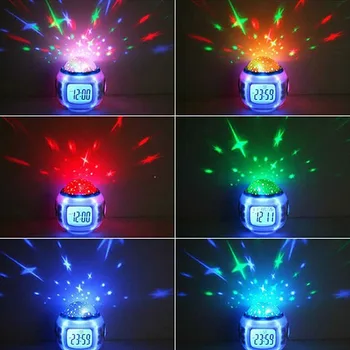 Multi-Funkcijo Spalnica Otroci 7 Barvni LED Spremenite Digitalni Žareče Budilka Termometer Barve Changable Elektronska Ura