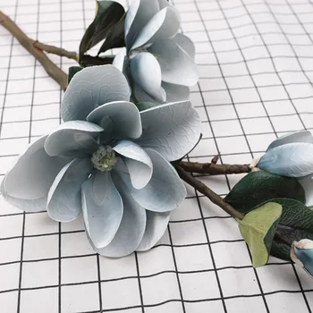 99CM 3D Veren Magnolija Veje Svile 3 Glavo Cvetje Umetno Ponaredek Cvet za Poroko Okrasite dom Dekoracijo Stranka Pribor