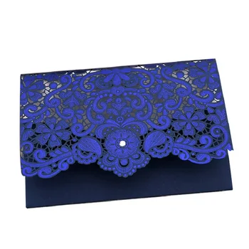 Modri Laser Cut Poročna Vabila 50pcs Elegantno Luksuzni Votlih Porjavelost Poroka Kartic z Nosorogovo Dekor Convite De Casamento