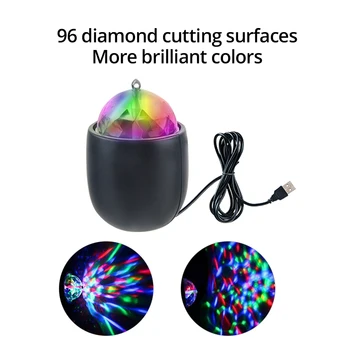 5V USB LED Stopnji Svetlobe Samodejno Obračanje Crystal Magic Ball DJ Disco Luči priseska Uporablja Za Avto Stranka Počitnice Dekor