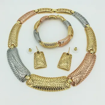 Pester izbor stilsko poroko Dubaj Afriški Nakit zbirka zlata ogrlica, uhani romantična ženska nevesta nakit