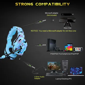 ONIKUMA K1 čelade Gaming Slušalke PC Gamer Stereo Slušalke Slušalke z Mikrofonom za PS4 Novi Xbox Eno Gamepad Prenosni računalnik, Tablični računalnik