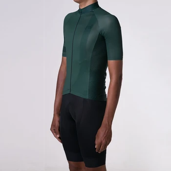 Čisto Olivno zelen kolesarski dres komplet Visoke kakovosti izposoja oblačil, Kratkimi rokavi in črno bib hlače MTB cikla, ki bo ustrezala Dihanje