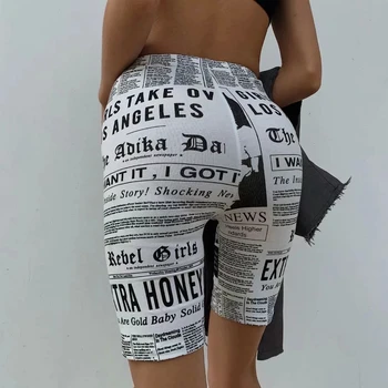 MosiMolly 2020 trendy časopis tiskanja capris hlače ženske Koleno Dolžina kratke hlače cool ulične dnu hlače capris ženske