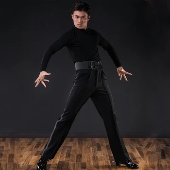 Moški latinsko Plesne Kostume Sodobno Plesne Prakse, Oblačila Črne Moški Standard Ples Dolgo Sleeved Latin Dance Obleko Srajco DQS3294