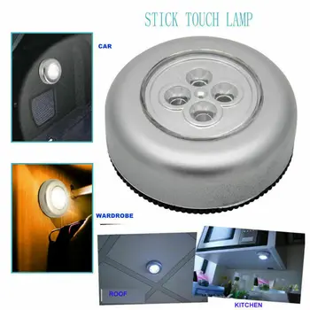 Dotik Pritisni Gumb lučka Lučka Self-Stick Dolgo Življenjsko dobo Baterije Navzdol Spot Light 4 LED Za prikolico, avtodom RV