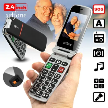Artfone 1400mAh Baterija Odklenjena Višji Mobilni Telefon SOS v Sili, Gumb Flip Velik Gumb Mobilni Telefon za Starejše(2G )