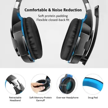 Kotion VSAK Gaming Slušalke Najboljše Čelade Globok Bas Stereo Slušalke z Mikrofonom LED Luč za PS4 Xbox En PC Gamer